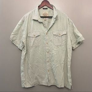 St Johns Bay Shirt Mens XL Mint Short Sleeve Button Up Classic Fit Cotton
